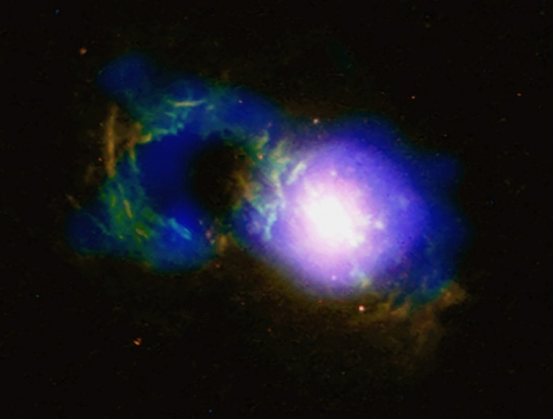 A quasar-powered storm pours from the Teacup galaxy