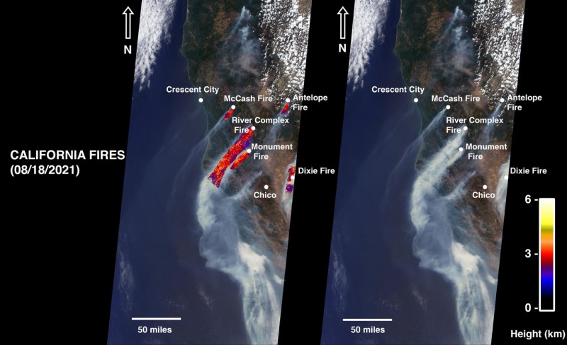 NASA’s MISR Instrument Sees California Wildfire Smoke Plumes From Space