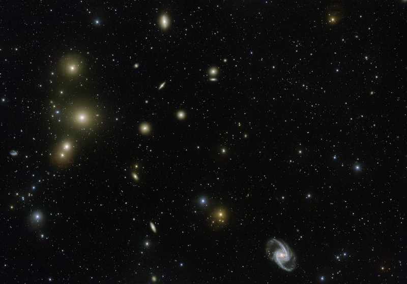 Spectacular Concentration of Galaxies Known as the Fornax Cluster