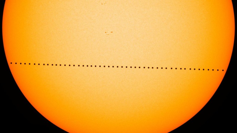 Mercury a Little Black Dot as It Crosses Face of the Sun