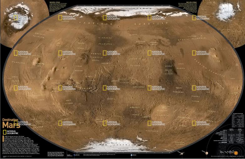 National Geographic Mars, The Red Planet Reference Map (Laminated)